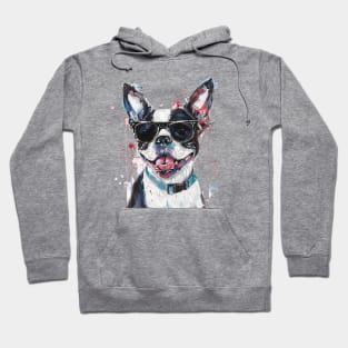 Boston Terrier with Sunglasses Hoodie